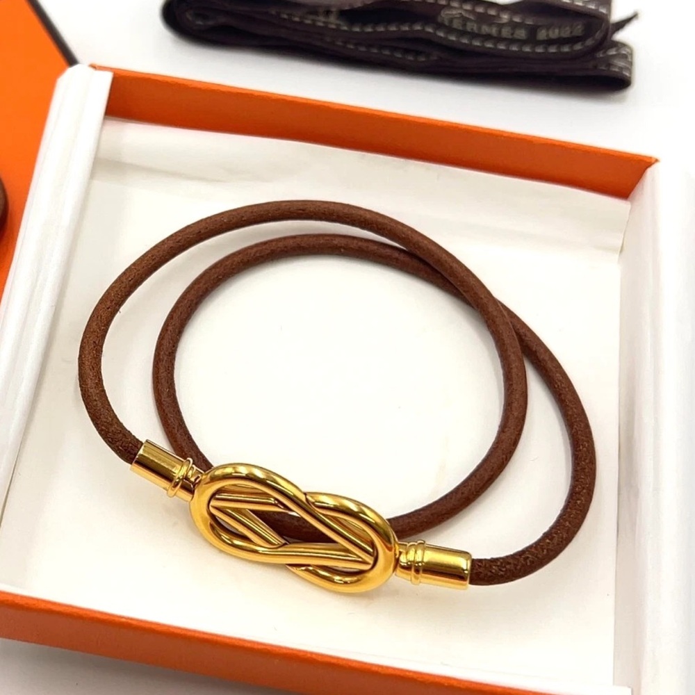 Hermes 2-row Atame Leather Bracelet - Picture 9 of 12